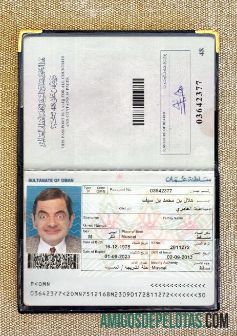 Passaporte de Omã 2023 Presente Photolook exemplo